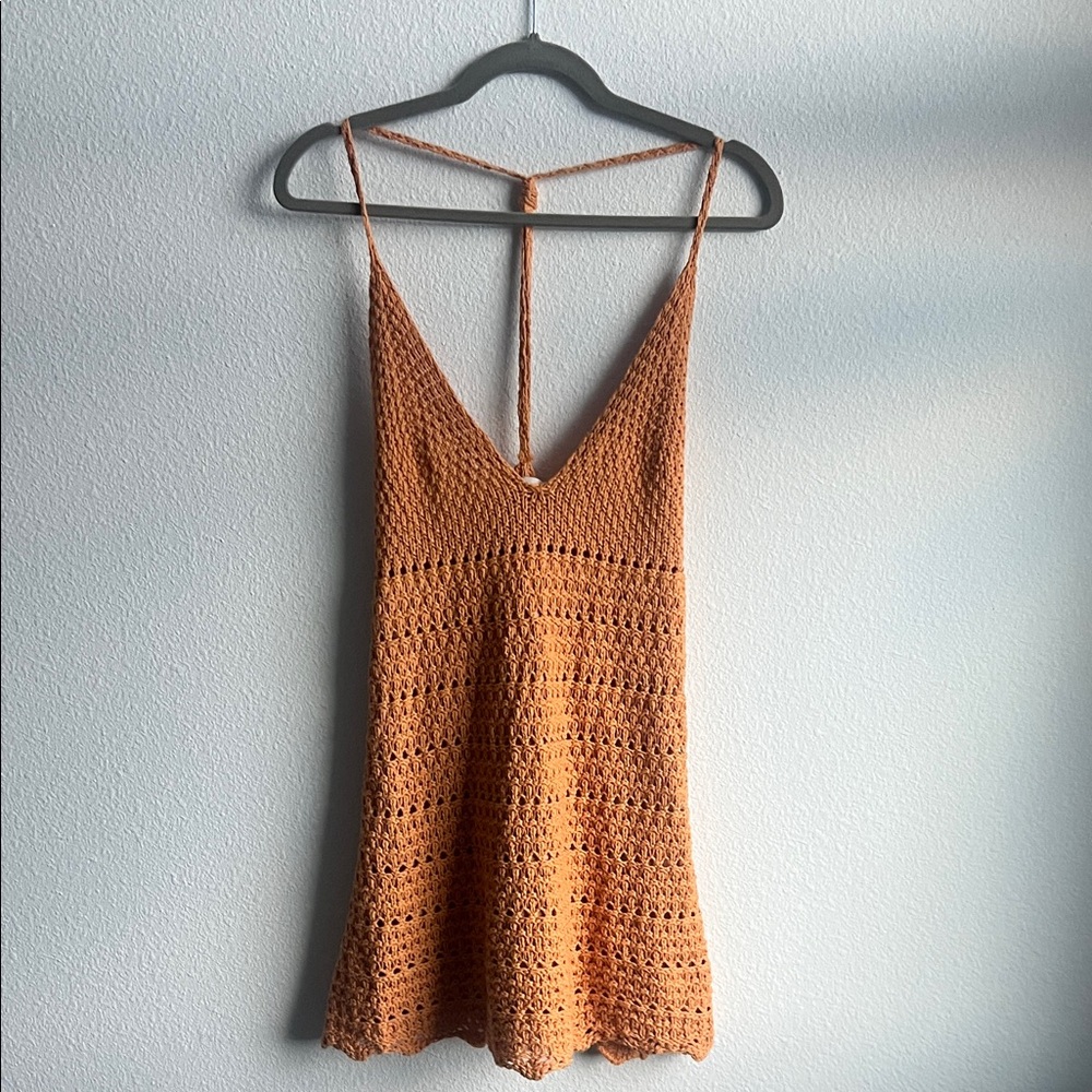 Pull&Bear Terracotta Crochet Swim Cover-Up